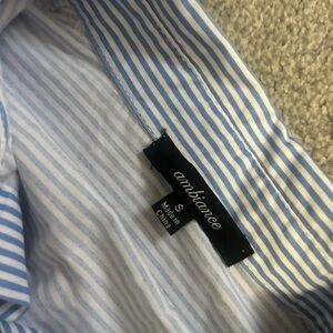Ambiance Men's Light Blue and White Striped Shirt